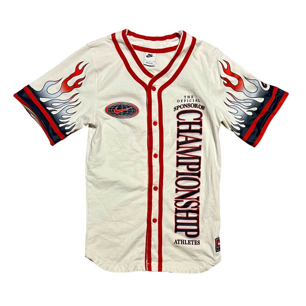 Nike Sponsorship of Championship Athletes White Button Up Jersey, Men's Small